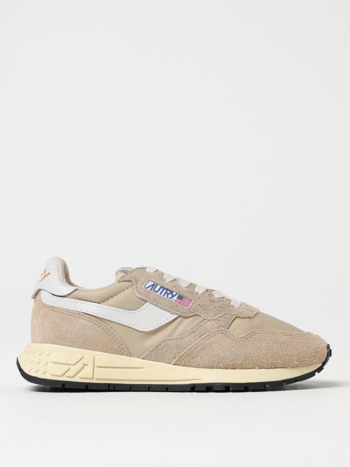 Autry Reelwind Low Nylon And Leather Craquele Pepper And White Sneakers In White