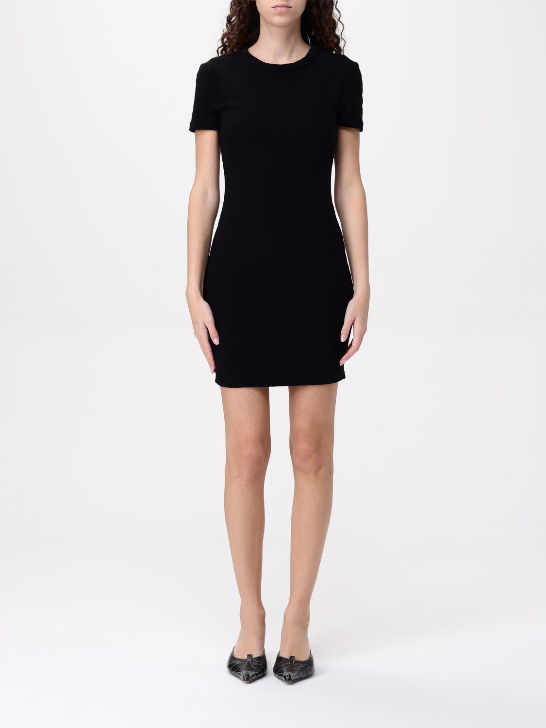 Alexander Wang Logo Jacquard Short Sleeve Body-con Minidress In Black