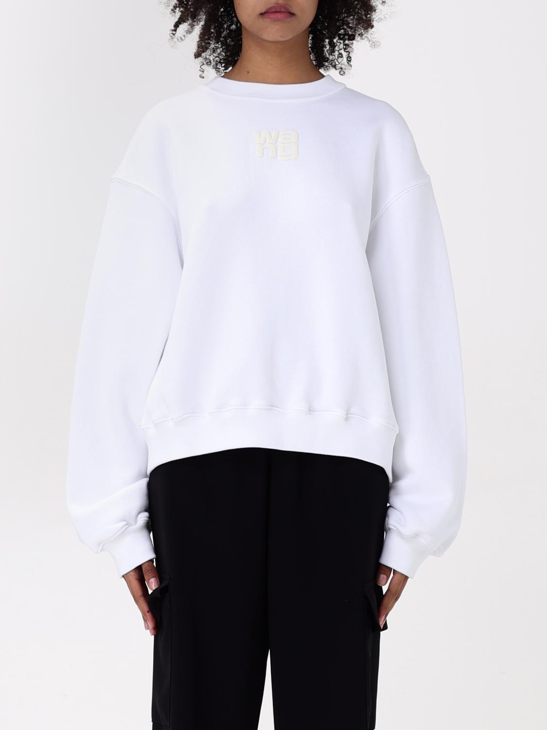 Alexander Wang Women Essential Terry Crew Sweatshirt With Puff Paint Logo In White