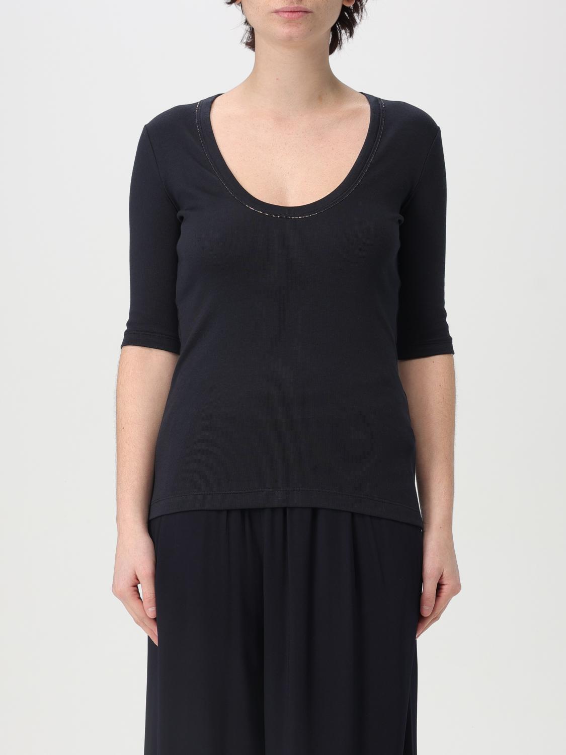 Fabiana Filippi Close-fitting Cotton T-shirt Scoop Neck In Blue