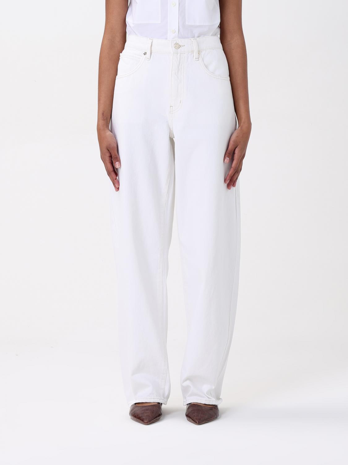 Frame Low Slung Barrel Pants In Natural Clean In White