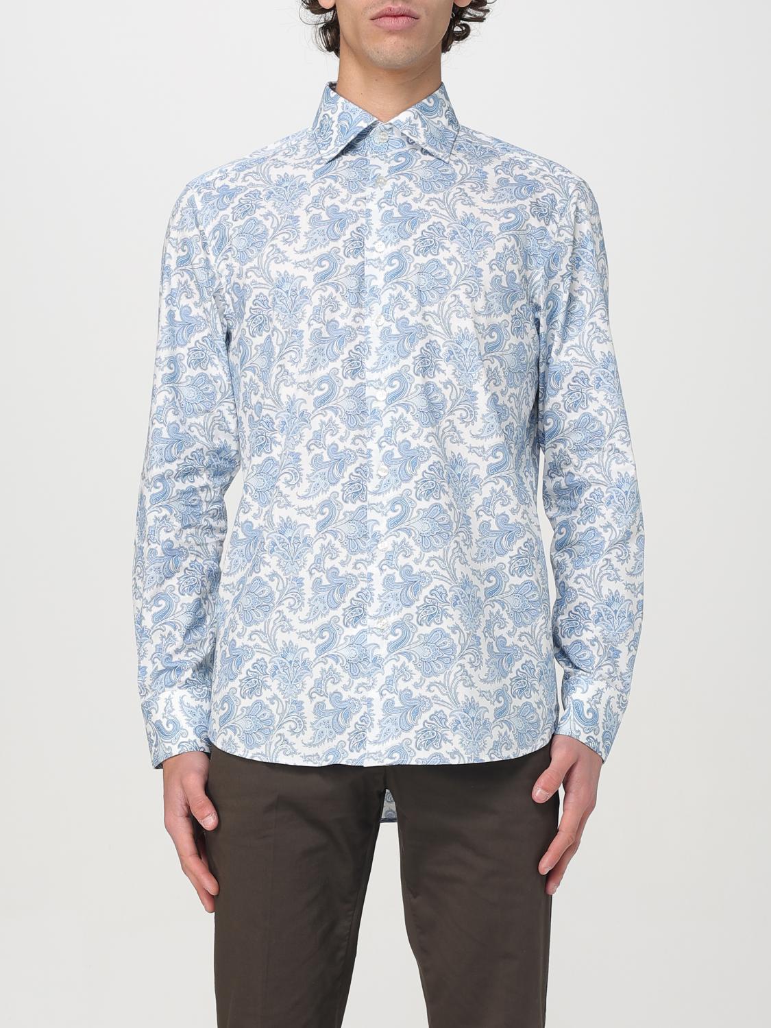 Etro Cotton Shirts In Gnawed Blue