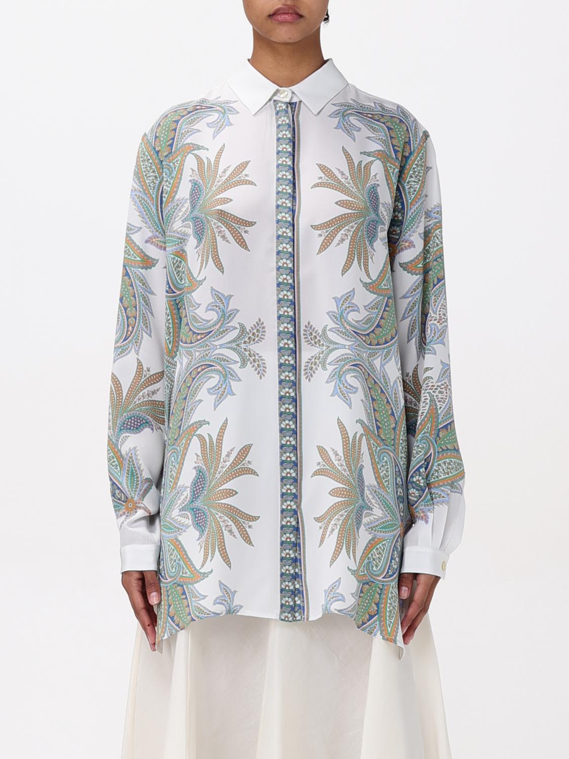 Etro Paisley Print Button-up Silk Shirt In White