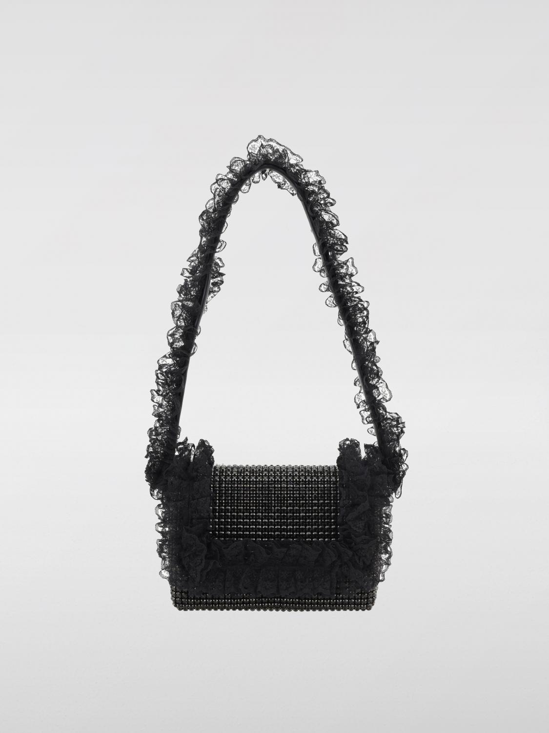 Self-portrait Christopher Kane Residency Shoulder Bag With All-over Sequins In Black
