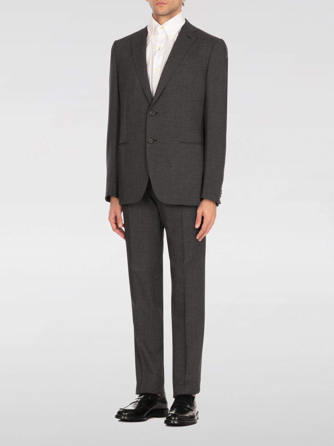Caruso Grey Wool Suit In Grau