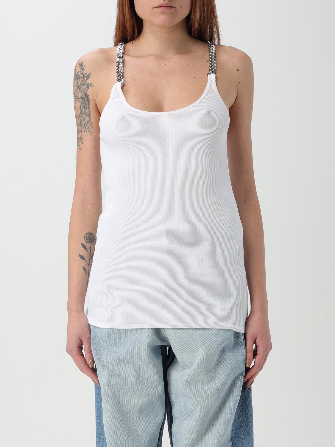 Stella Mccartney Stella Mc Cartney White Tank Top With Chain Straps In White