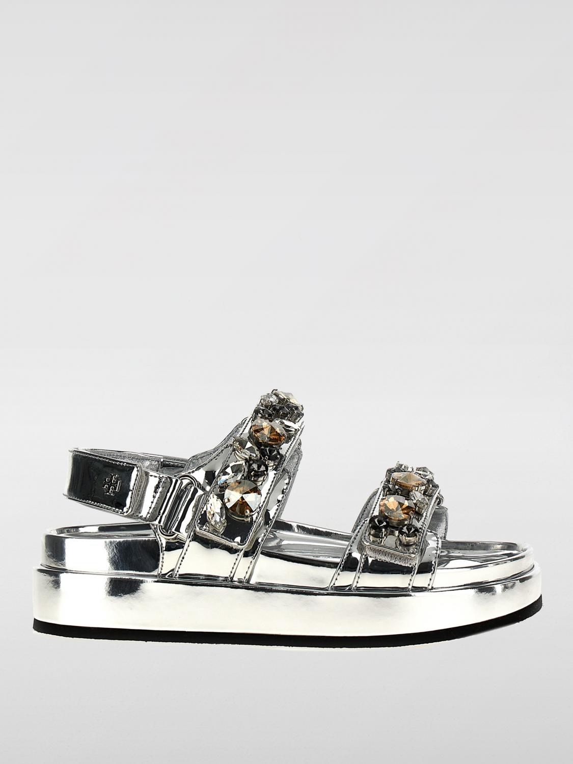 Tory Burch Silver Kira Sandals In Silver