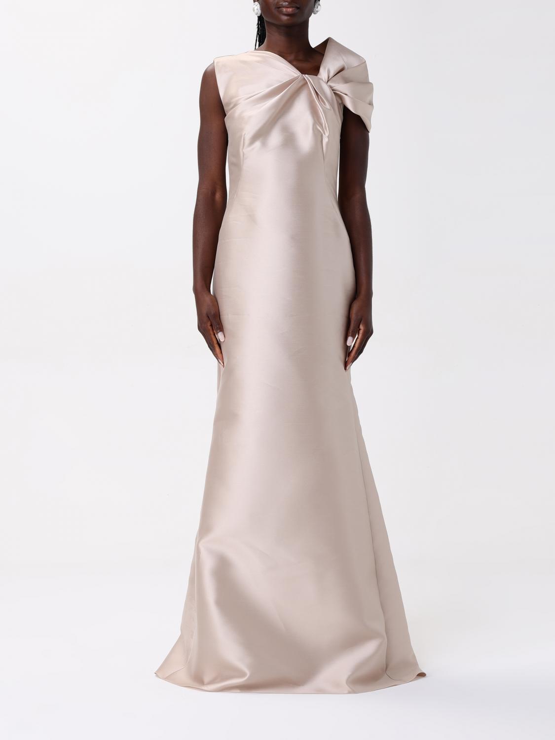 Alberta Ferretti Twisted Shoulder Mikado Mermaid Gown In Ivory