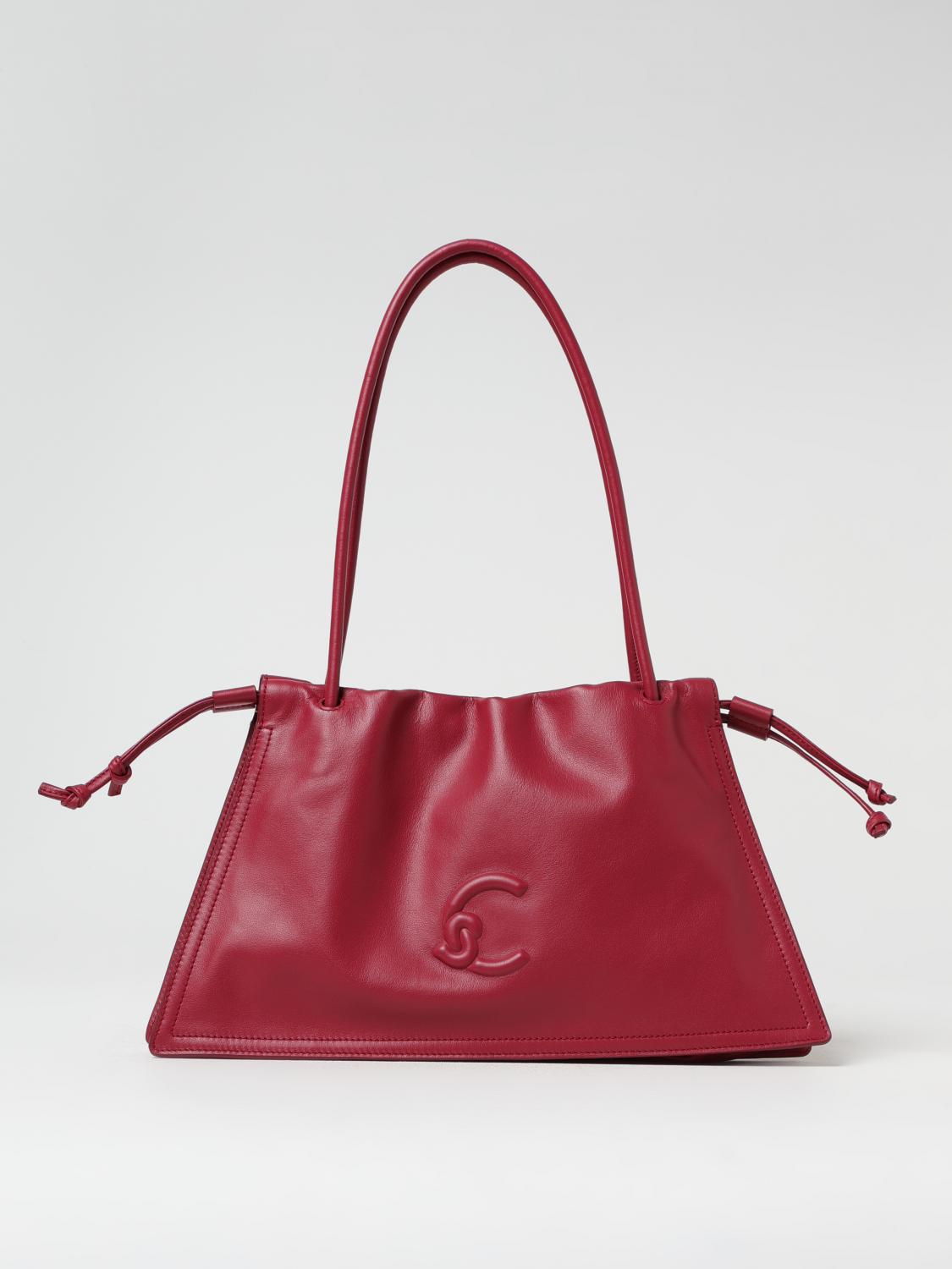 Coccinelle 'dulce' Shoulder Bag In Red Leather In Wine
