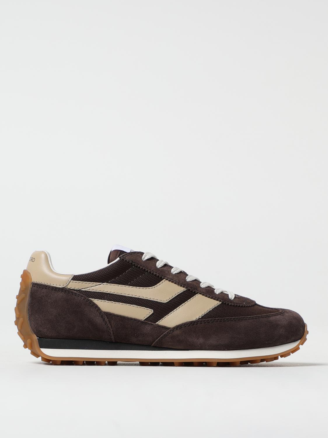 Tom Ford Mick Leather-trimmed Suede And Mesh Sneakers In Brown