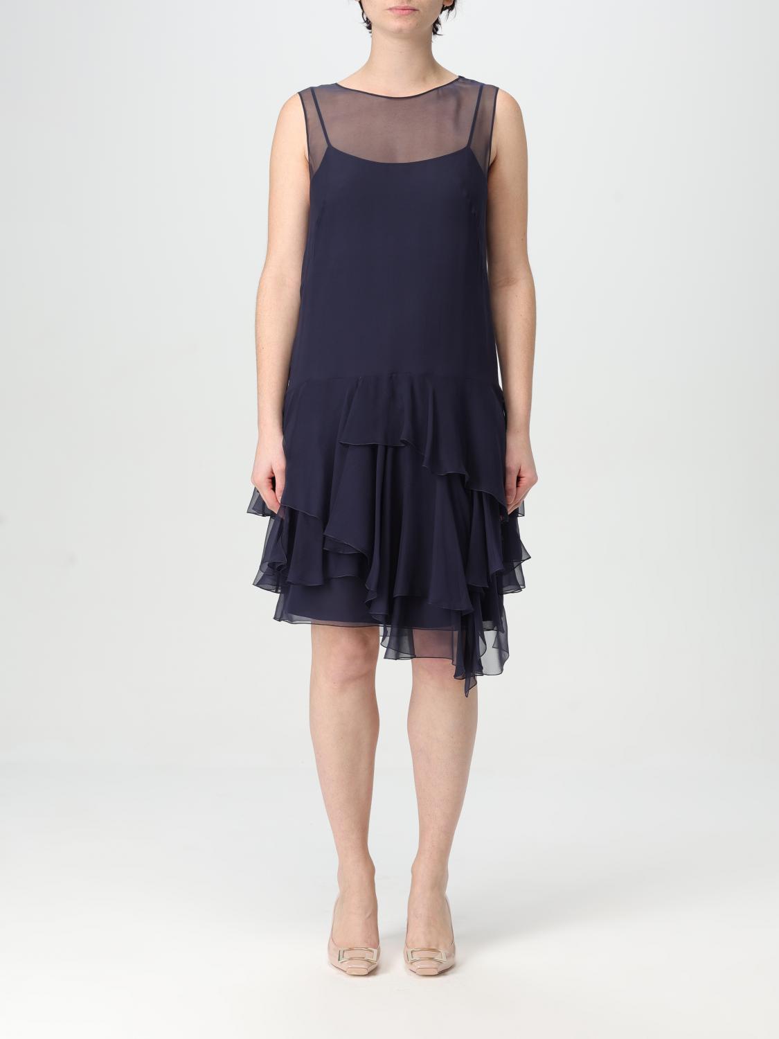 Alberta Ferretti Blue Dress With Thin Straps And Ruffles In Blue
