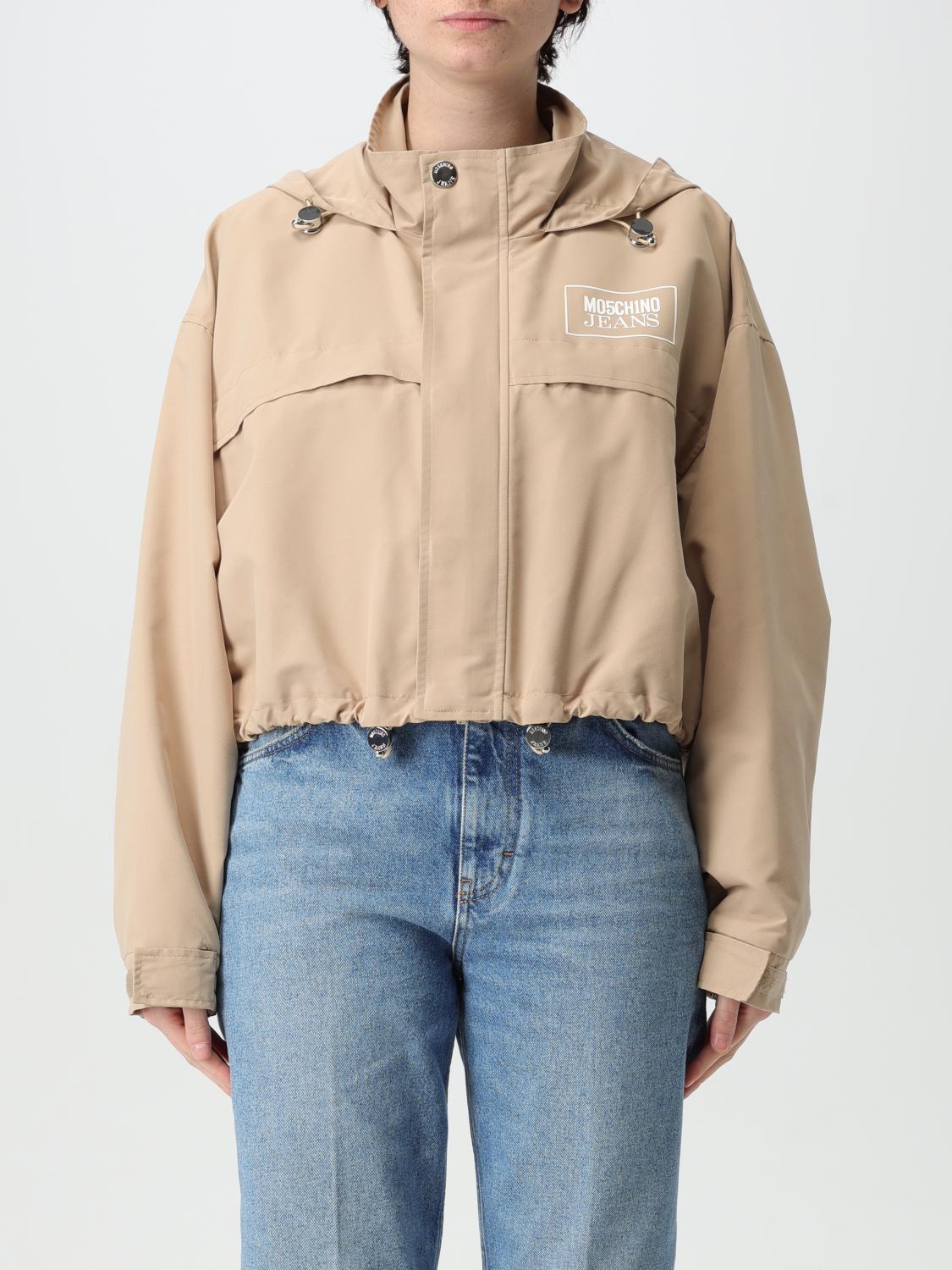 Moschino Jeans Logo Printed Cropped Jacket In Brown