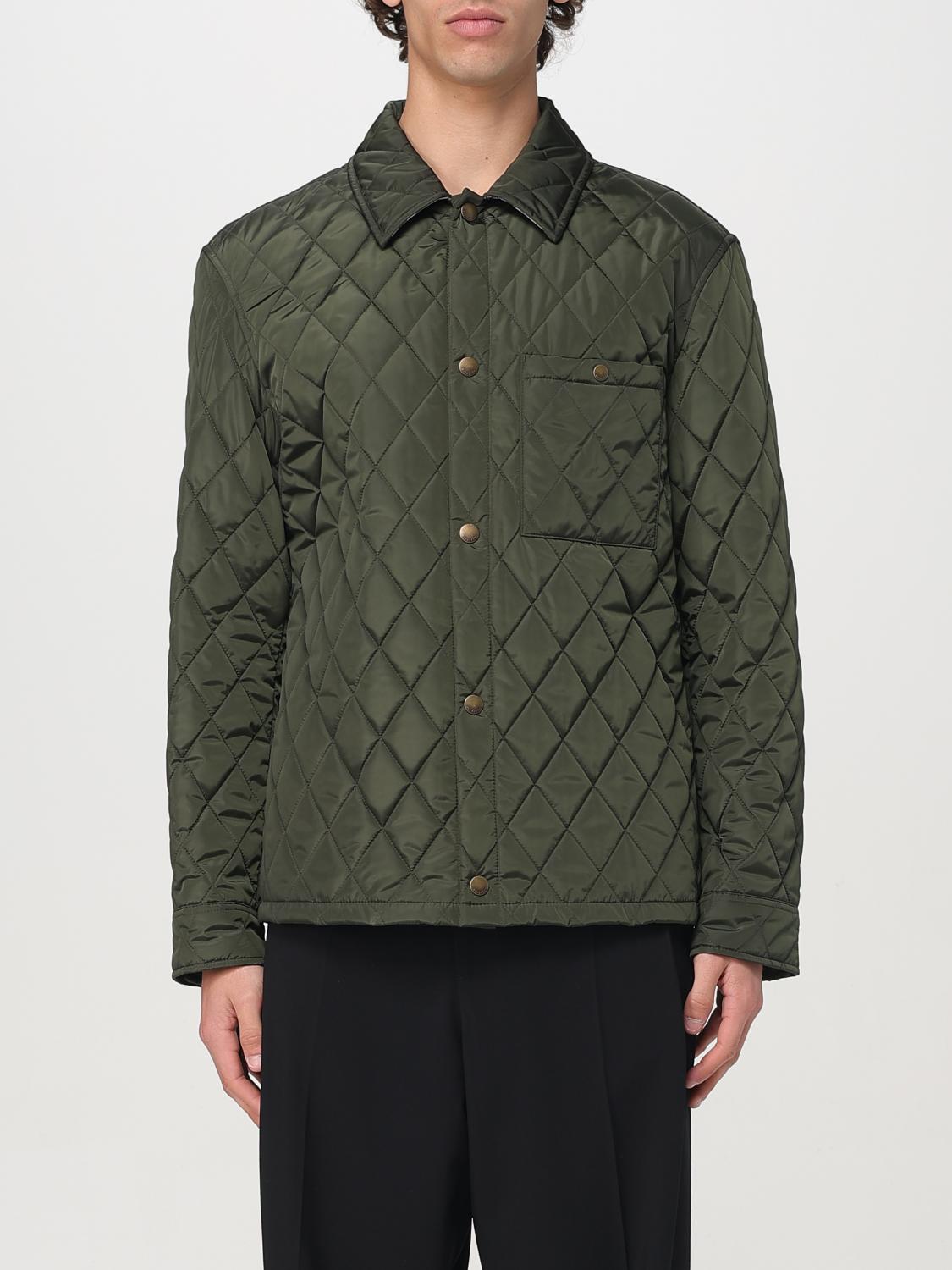 Burberry Green Quilted Jacket With Classic Collar In Tech Fabric Man In Green