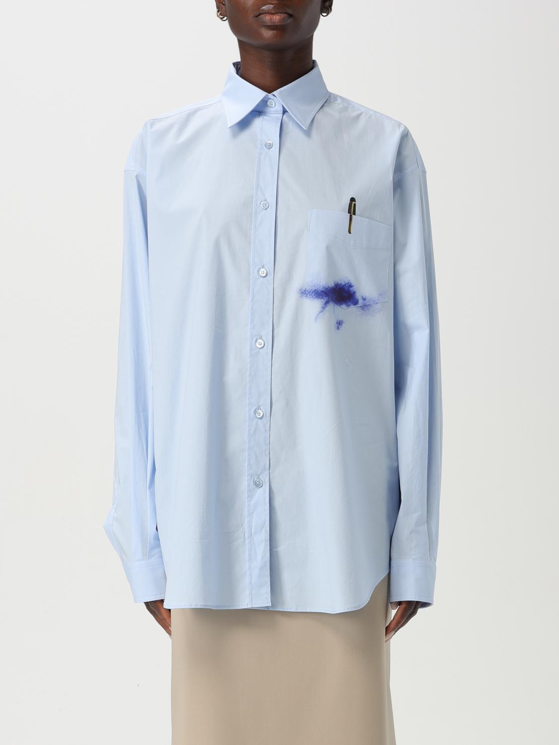 Moschino Multicolor Artistic Splash Long Sleeve Shirt In Gnawed Blue