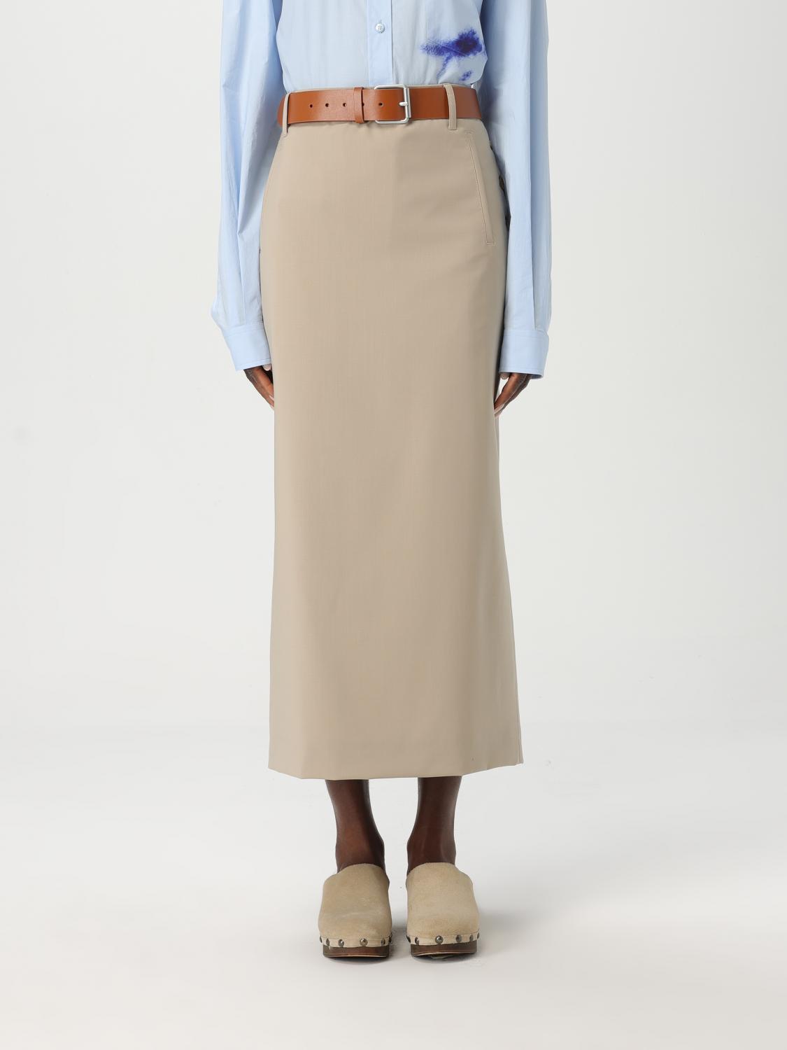 Moschino Wool Twill Skirt Tailored Twist In Neutral