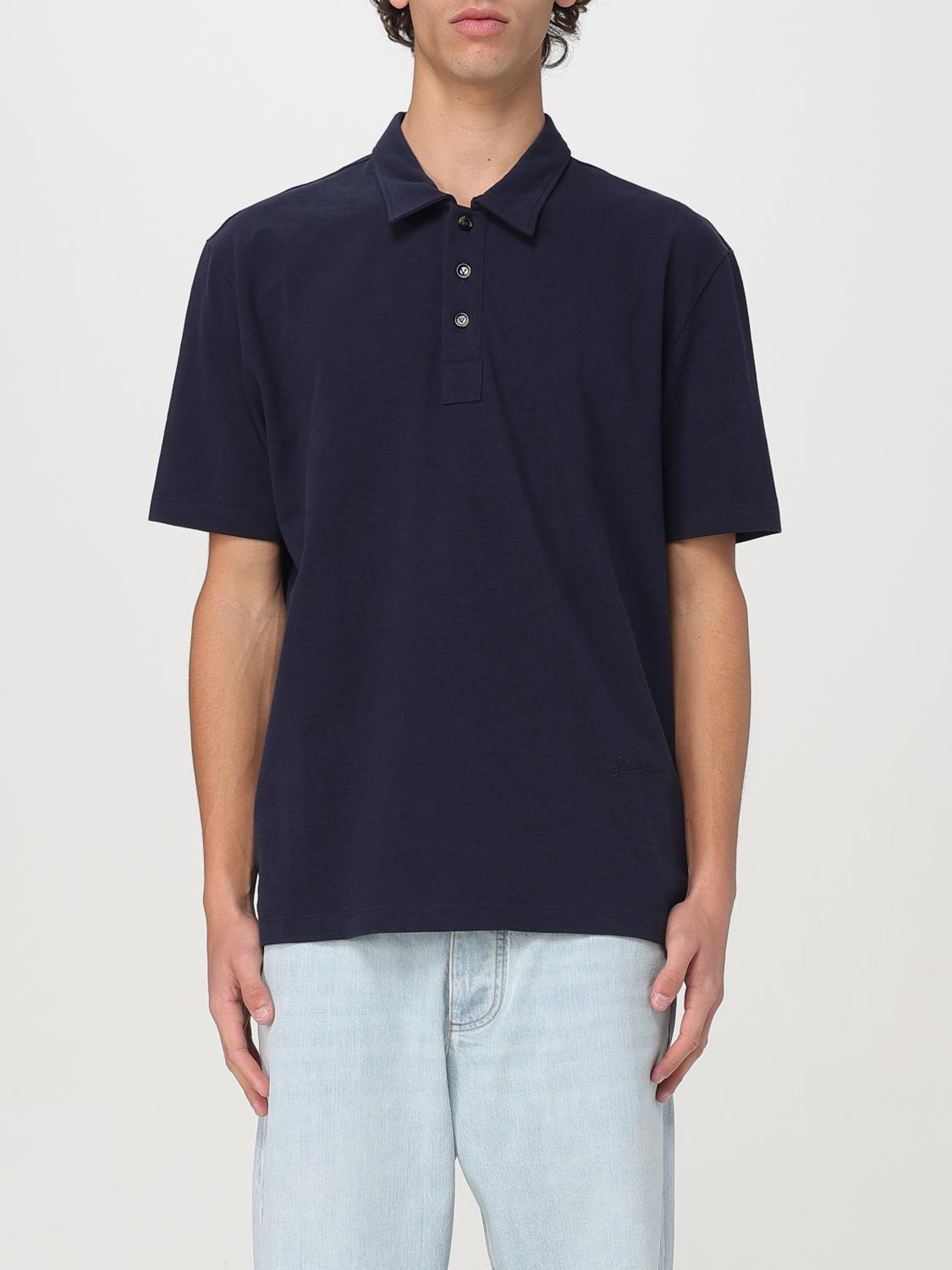Bottega Veneta Blue Polo With Classic Collar And Embroidered Logo On The Front In Tone On Tone Cotto In Blue