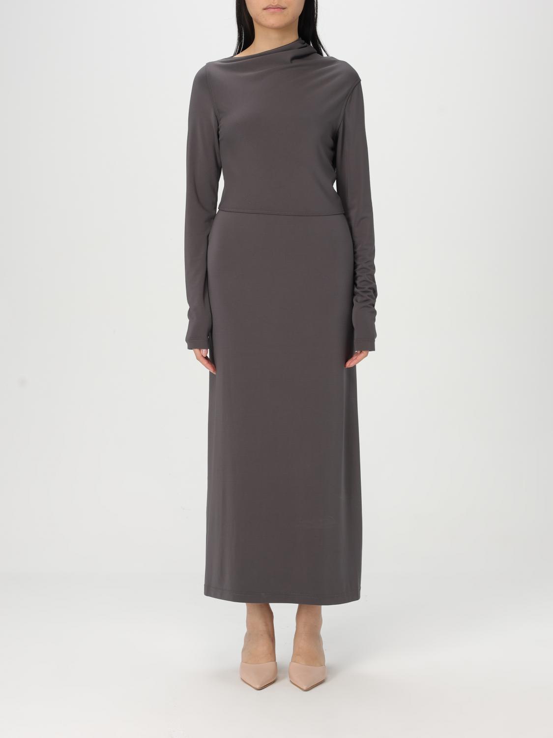 Totême Draped Jersey Long Dress In Grau
