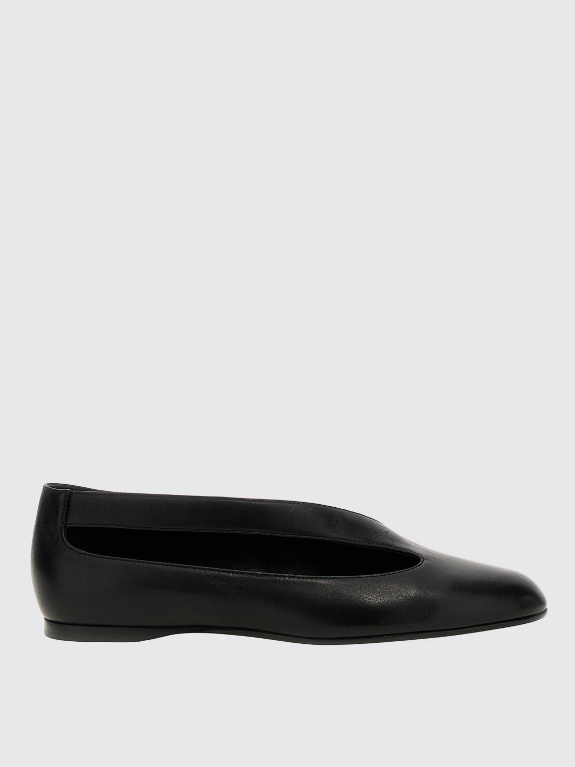 Khaite Asymmetric Cut-out Flat Shoes In Lambskin Leather In Black