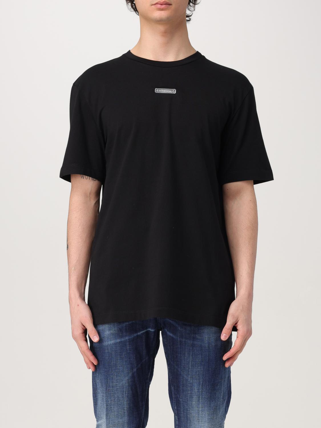 Dsquared2 Regular Fit Metal Logo Tee In Black