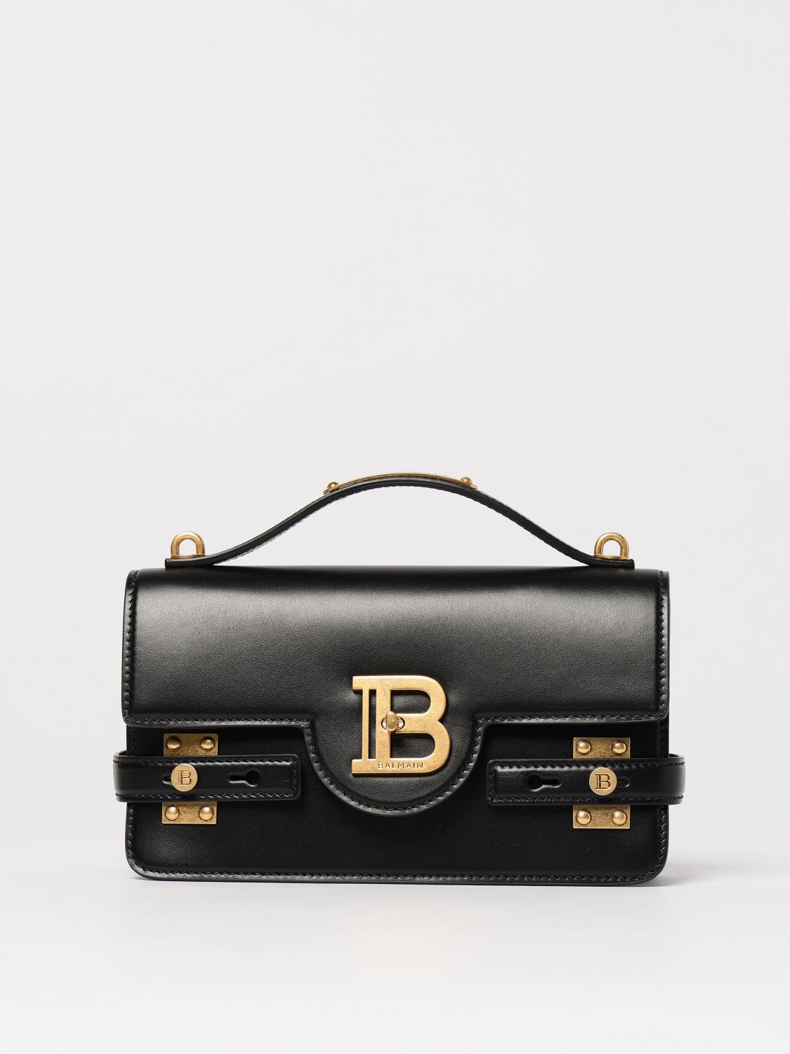 Balmain B-buzz 17 Leather Shoulder Bag In Black