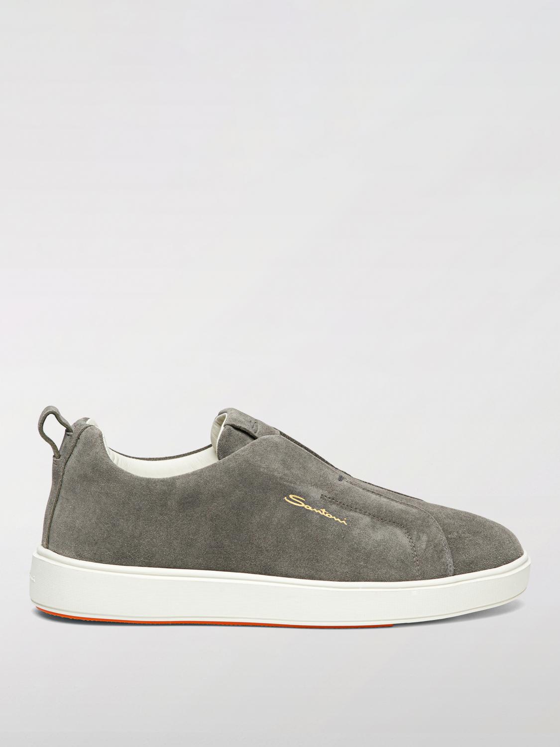 Santoni Logo-print Suede Sneakers In Grün