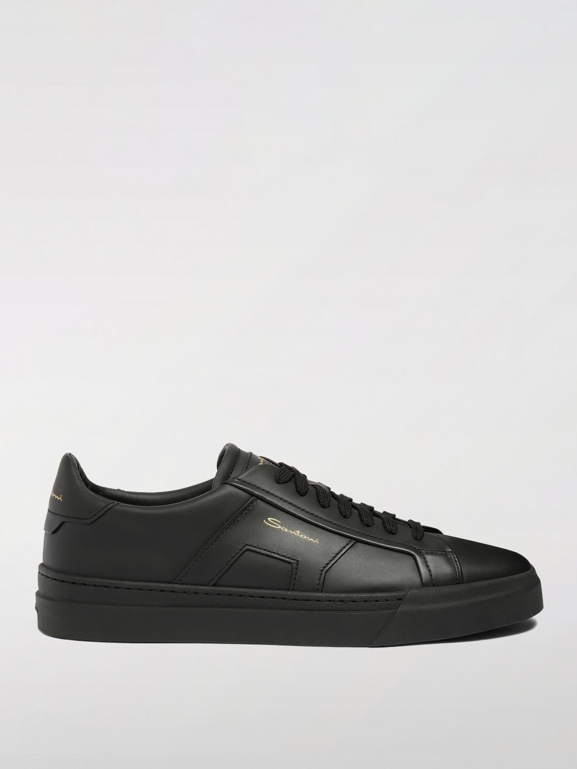 Santoni Men's Black Leather Dbs Oly Sneaker In Schwarz