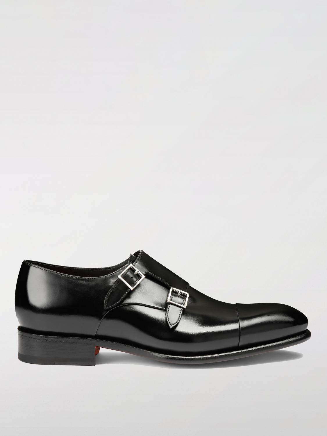 Santoni Ira Double Monk Strap Shoe In Black