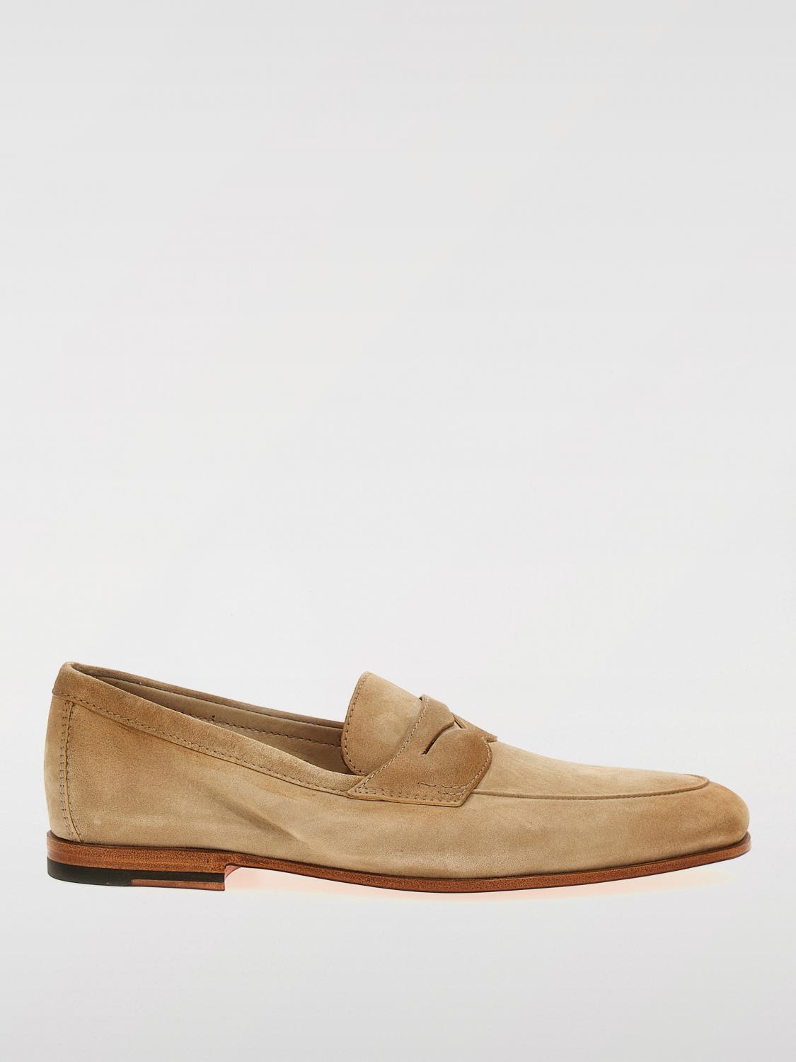 Santoni Beige Carlo Loafers In Beige