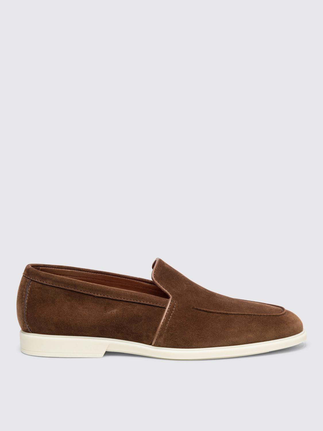 Santoni Malibu Suede Loafers In Burnt