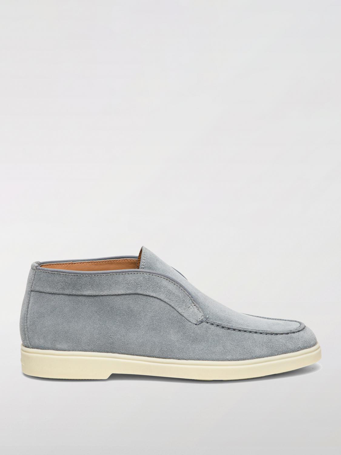 Santoni Tonal-stitching Leather Loafers In Hellblau