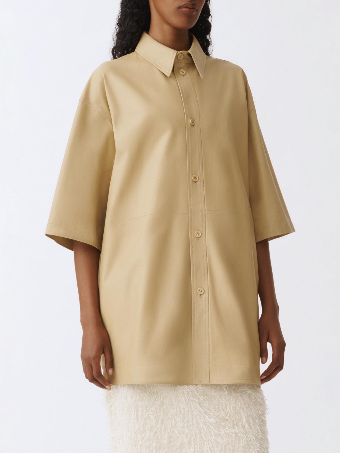 Fabiana Filippi Leather Shirt Dress In Gold