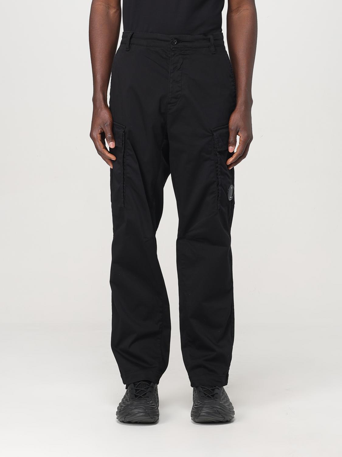 C.p. Company Black Pants With Cargo Pockets And Lens Motif On The Leg In Cotton Man In Black