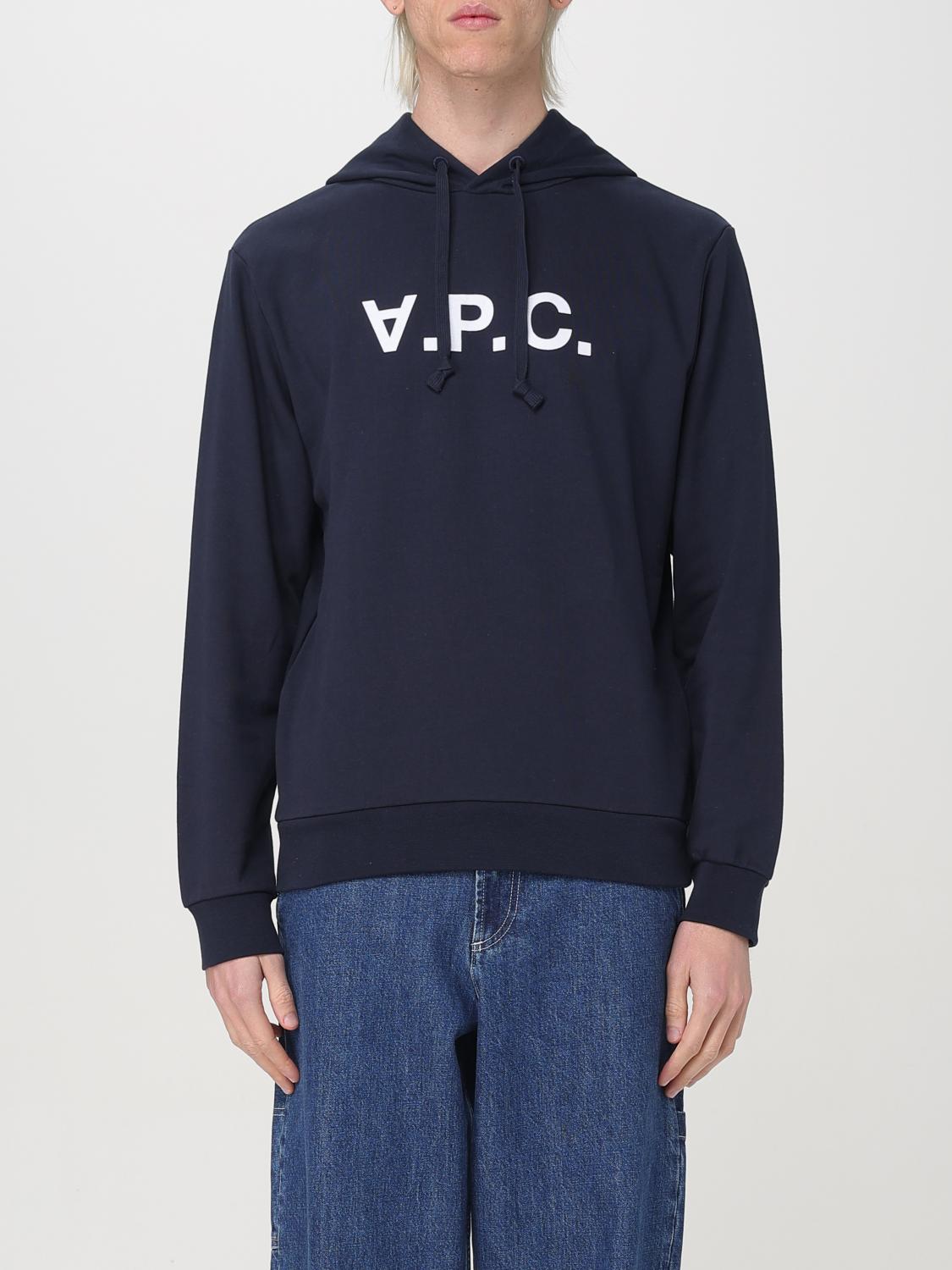 Apc A.p.c. Milo Hoodie With Flocked Logo Print In Blue