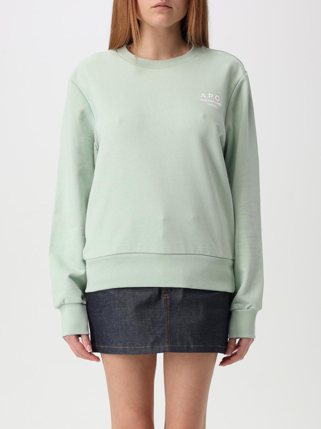 Apc A.p.c. Rue Madame Logo Embroidered Crewneck Sweatshirt In Green
