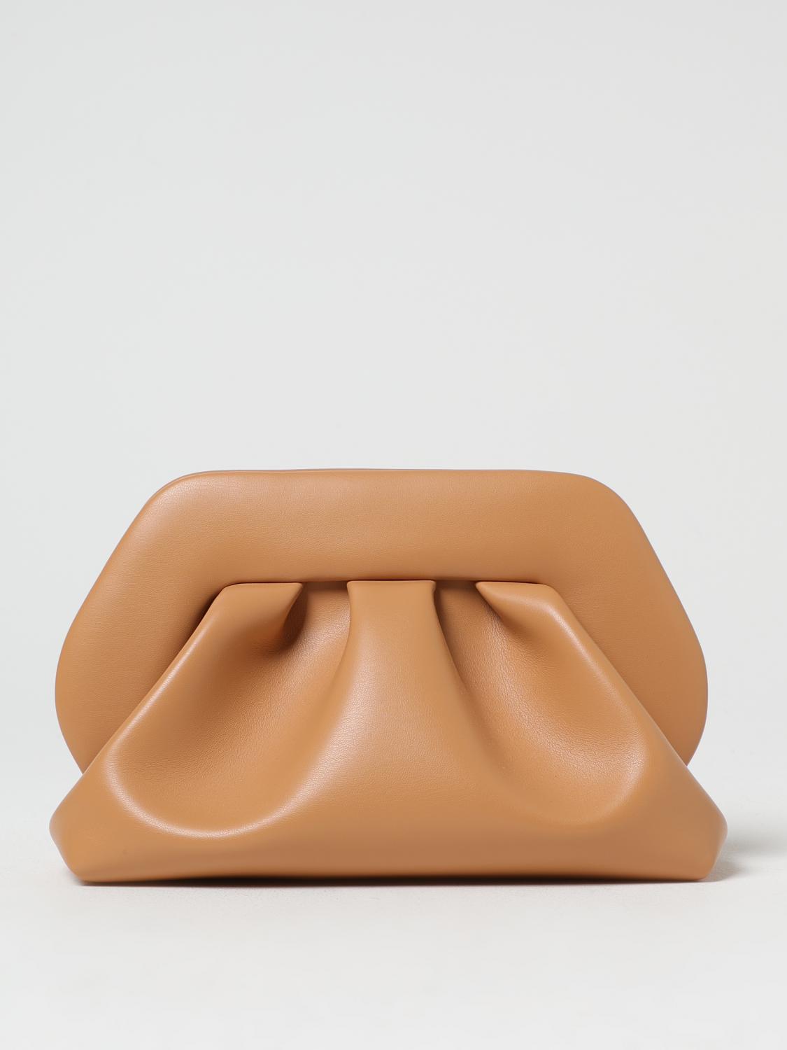 Themoirè Ruched Clutch Bag Detachable Shoulder Strap In Neutral