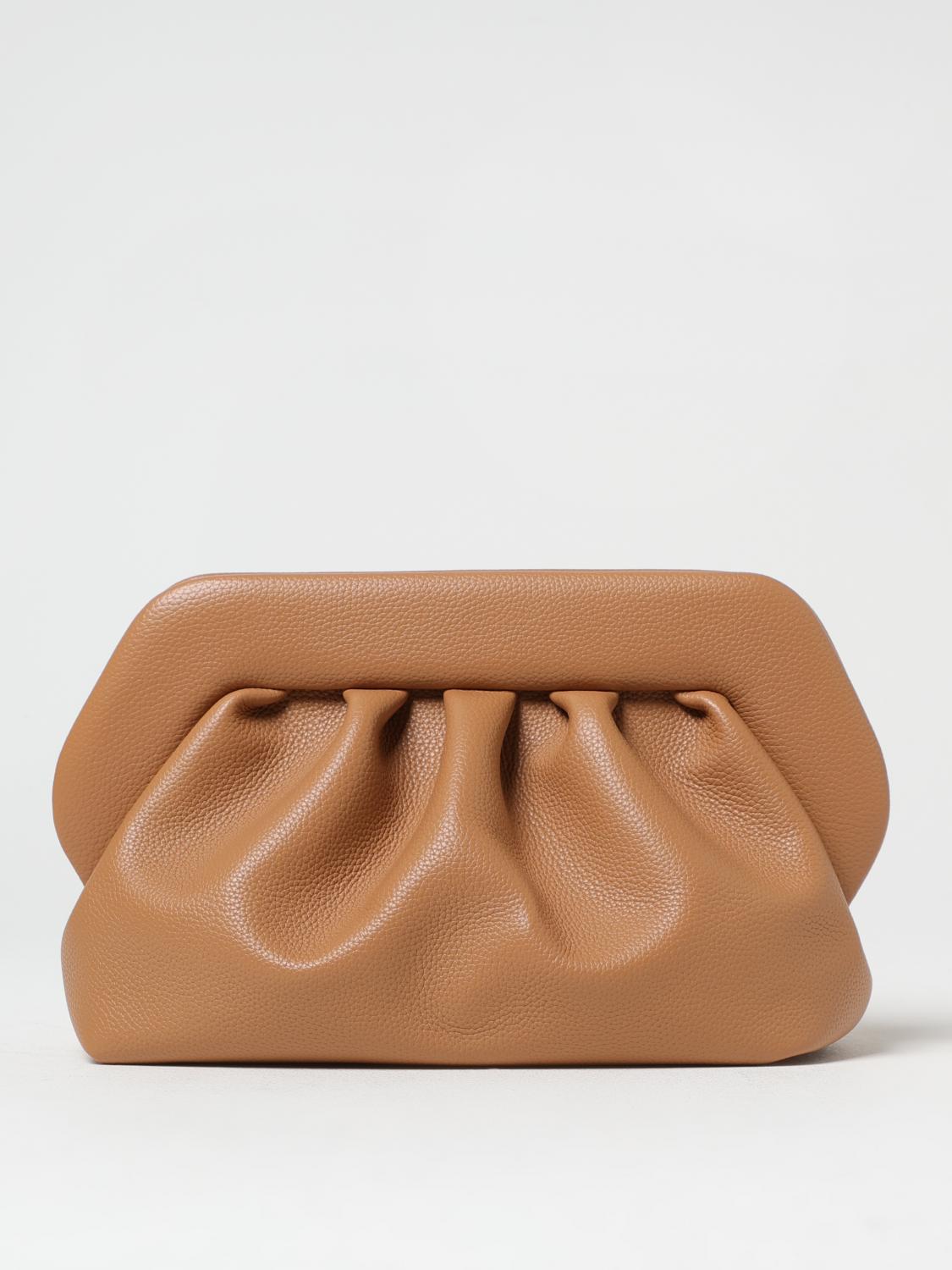 Themoirè Gathered Texture Clutch In Macadamia Tone In Beige