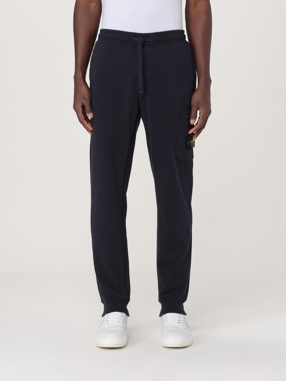 Stone Island Shearling And Suede Cargo Trousers In Blau 1