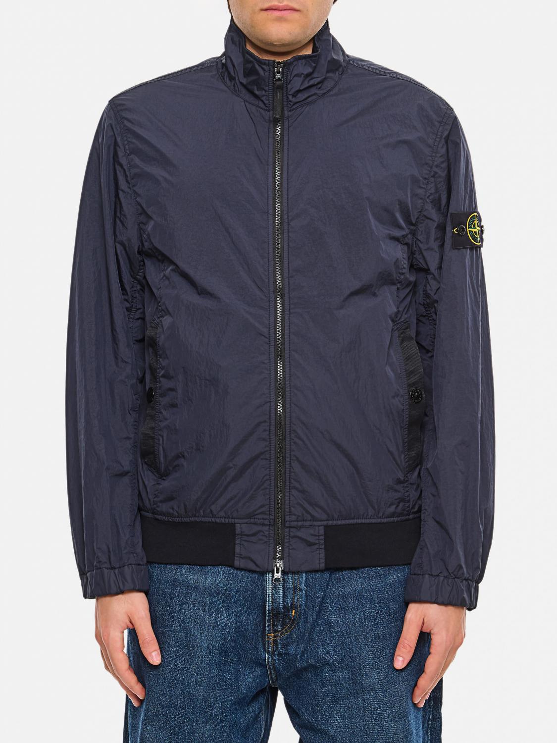 Stone Island Crinkle Bomber Elastic Cuffs In Blue