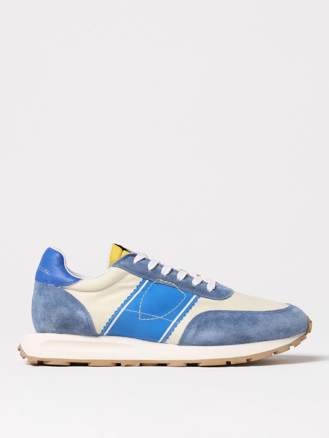 Philippe Model Paris Leather And Fabric Sneakers In Blue