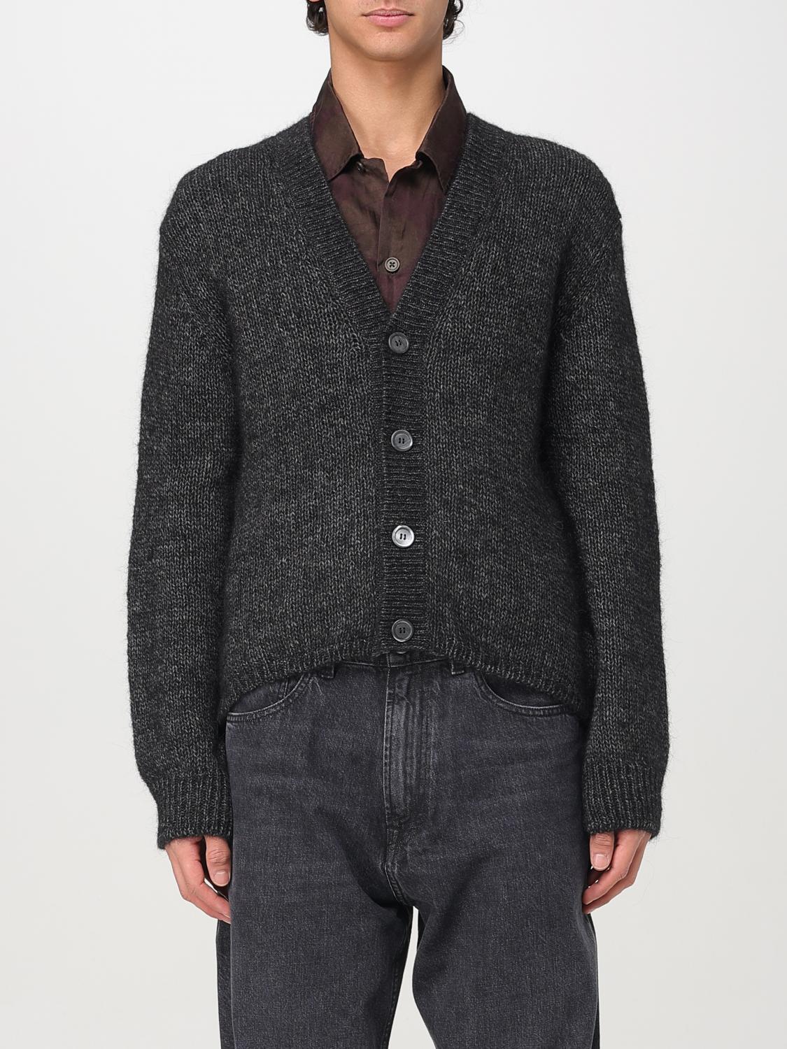 Our Legacy Textured V-neck Cardigan With Button-down Front In Black