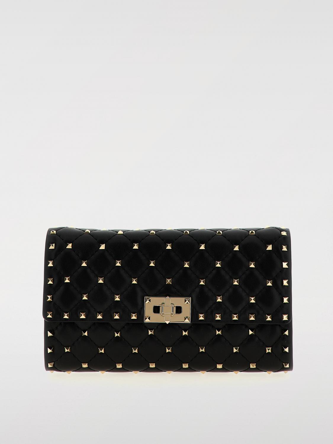 Valentino Garavani Rockstud Spike Nappa Leather Crossbody Clutch Bag Woman Black Uni