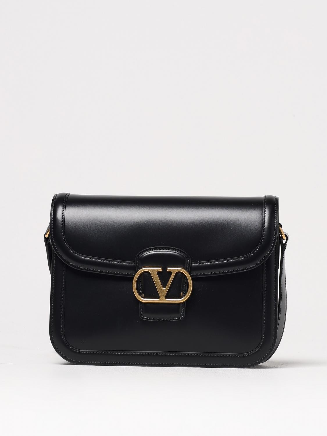 Valentino Garavani Black Shoulder Bag With Vlogo Detail On The Front In Leather Man In Multicolor