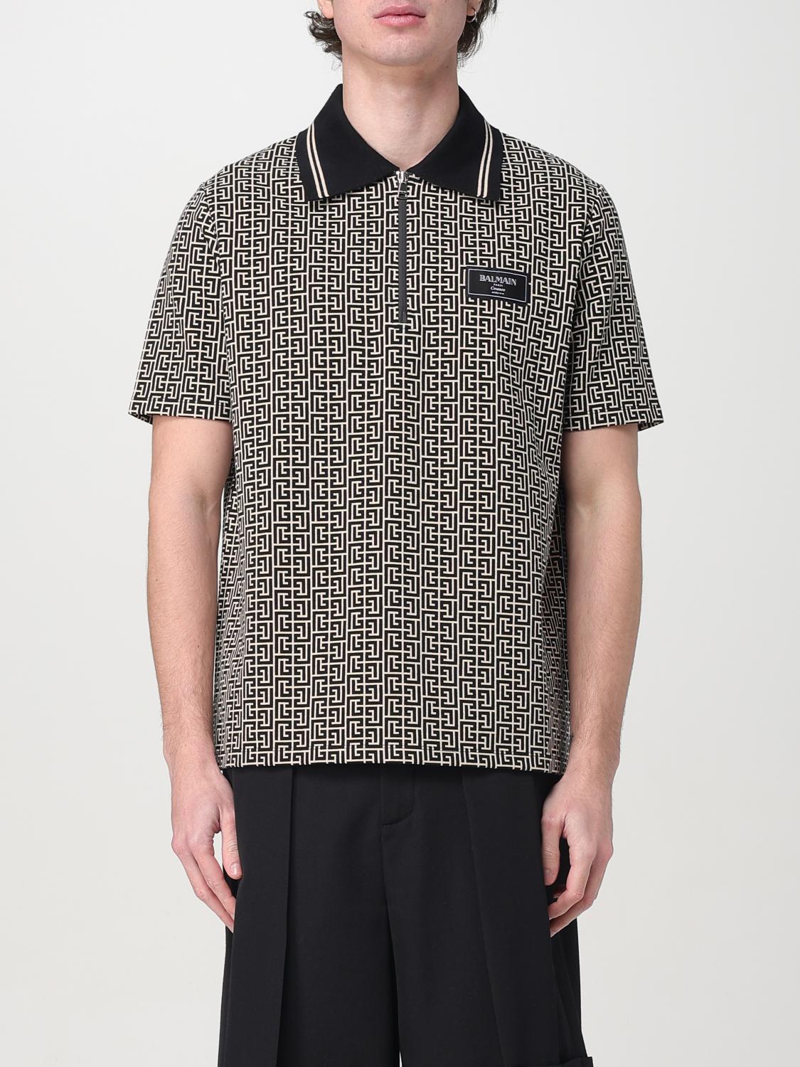 Balmain Labyrinth Polo Shirt With Jacquard Effect In White