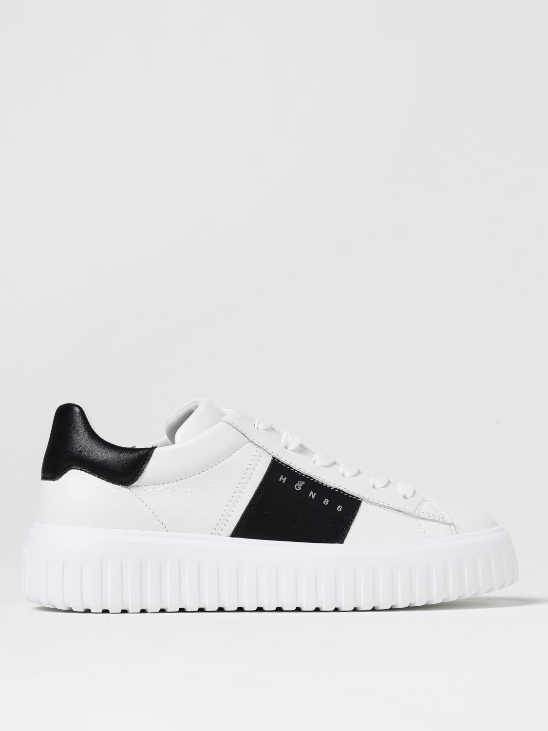 Hogan Panelled Design Calf Leather Sneakers With Chunky Sole In White