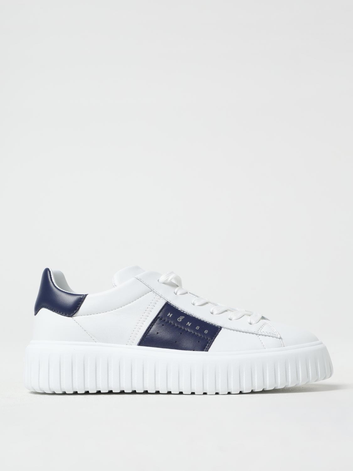 Hogan Panelled Design Calf Leather Sneakers With Chunky Sole In White