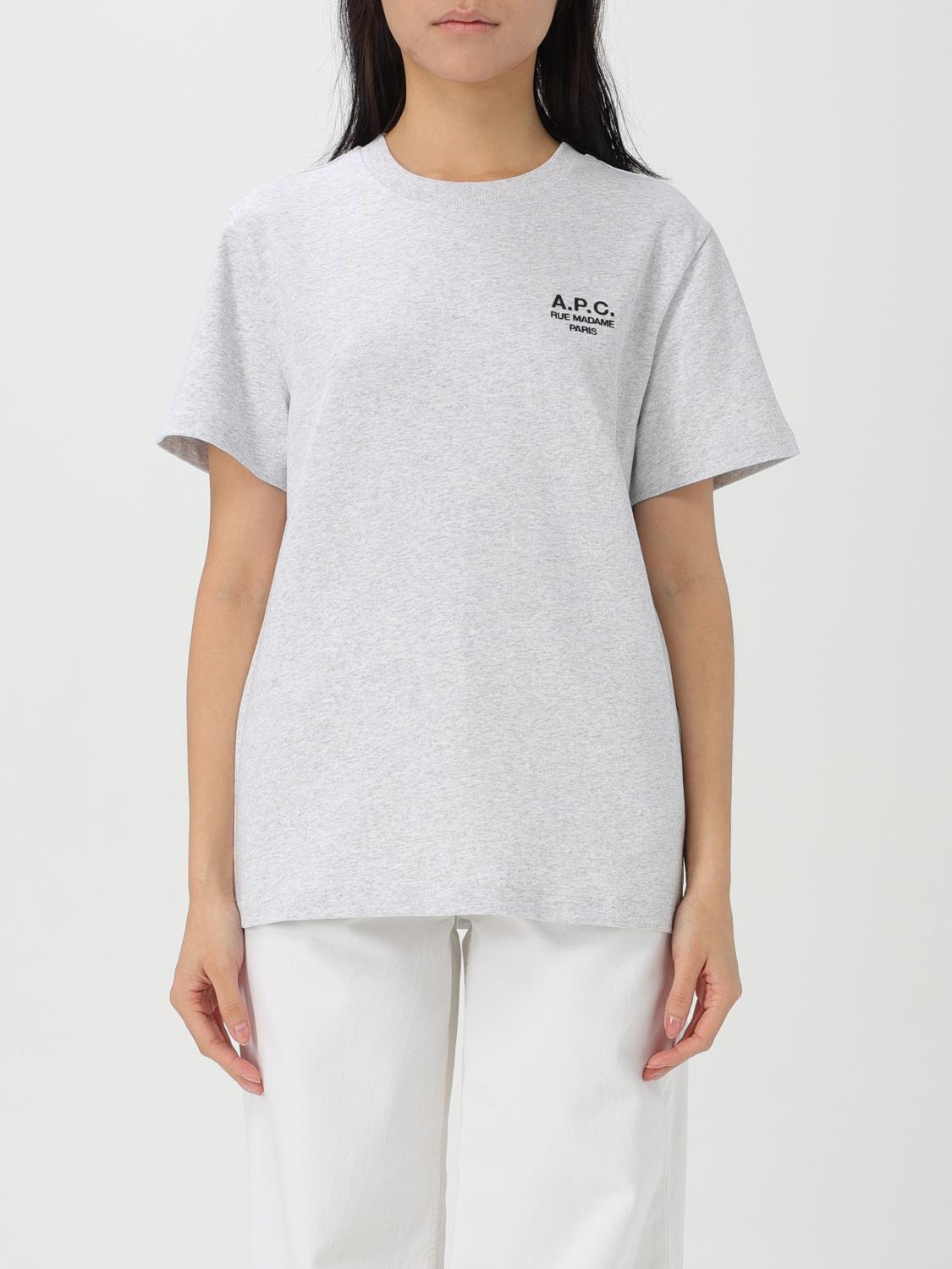 Apc A.p.c. Light Grey Cotton T-shirt In Gray