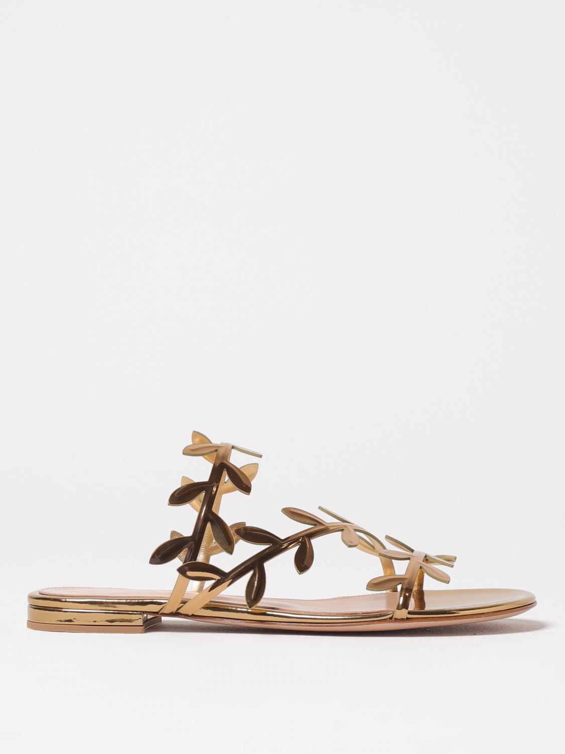 Shop Gianvito Rossi Flat Sandals  Woman Color Gold