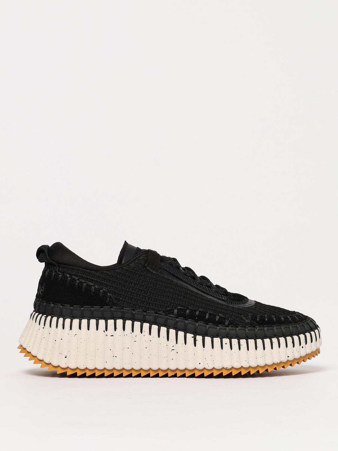Chloé Nama Embroidered Suede And Recycled-mesh Sneakers In Schwarz