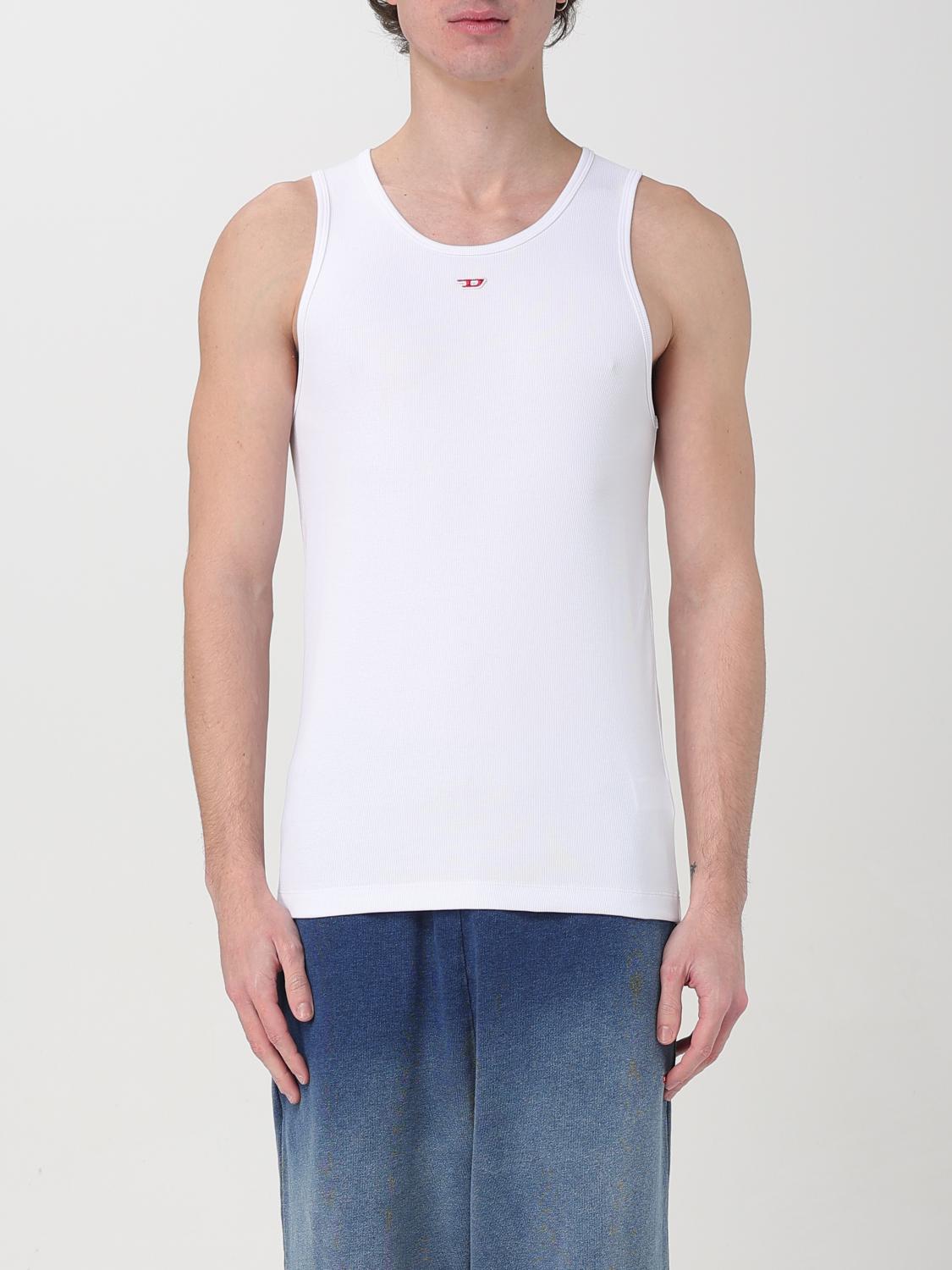 Diesel Oval-d Cotton Blend Tank Top In White