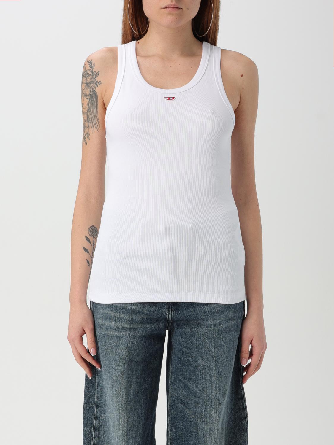 Diesel Canotta Con Patch D Ricamata In White